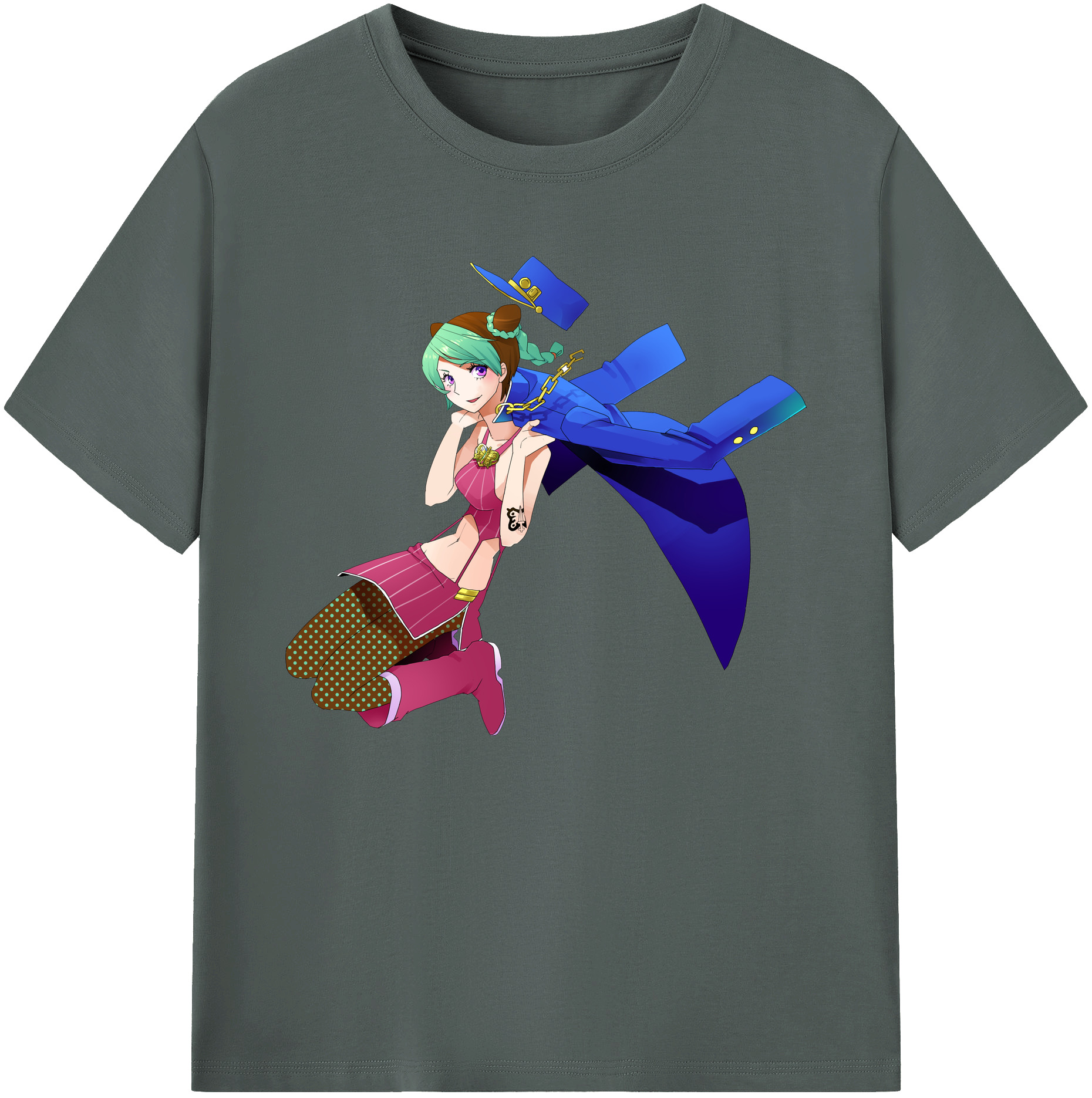 （画像用） "ジョジョの奇妙な冒険 くうじょう ジョリーン JoJo's Bizarre Adventure Jolyne Cujoh " 綿100％ メンズ半袖Tシャツ｜肌触りやわらか＆通気性